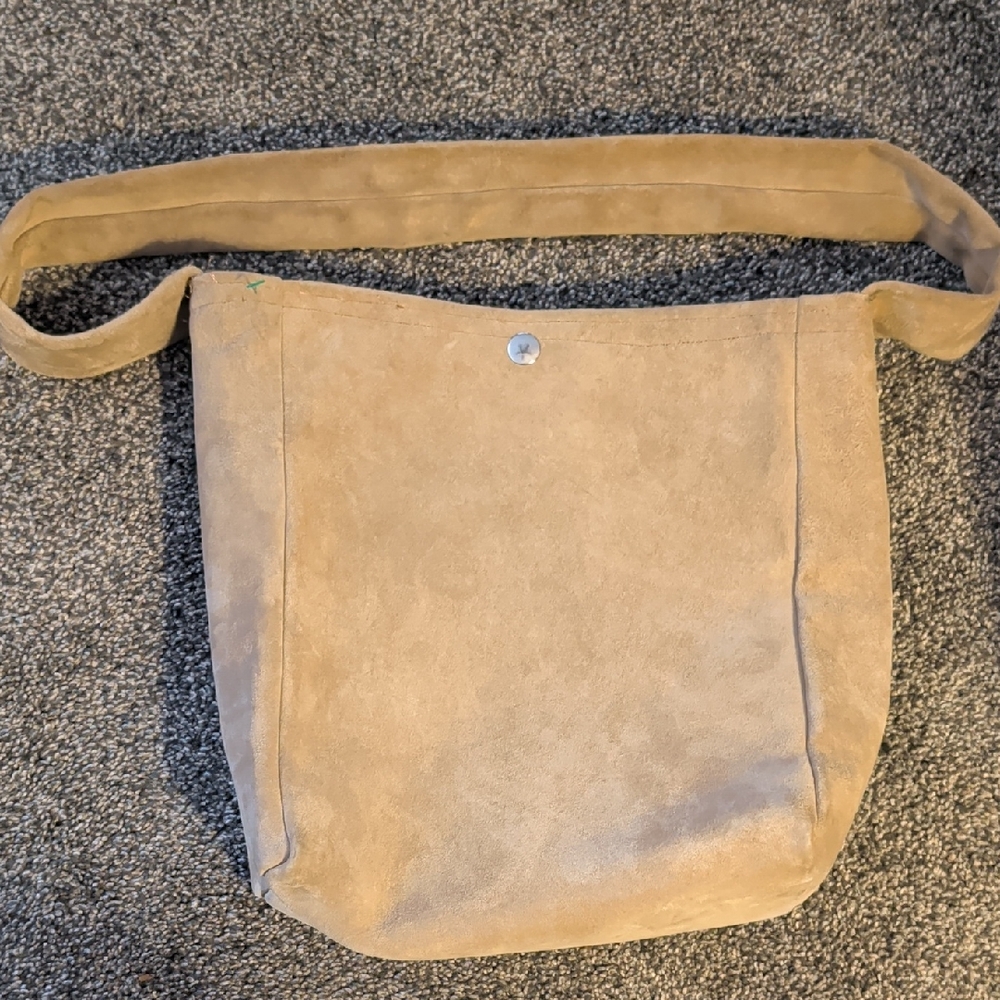 Tan Suedelike Crossbody Shoulder Bag